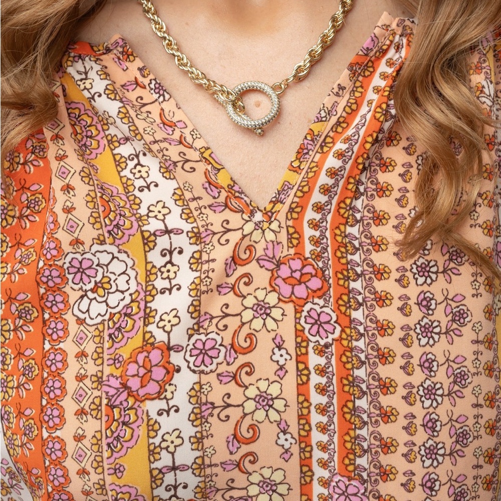 Printed orange multi top - Picture 2 of 3